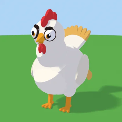 Big Hen, a huge white hen with angry eyebrows