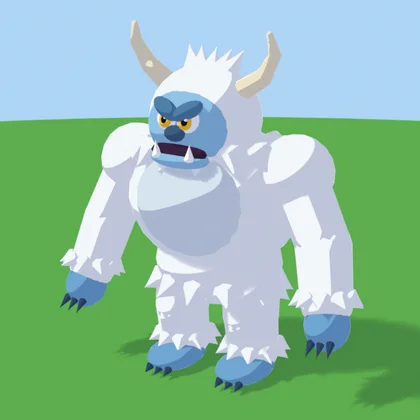 Yeti with horns and white fur