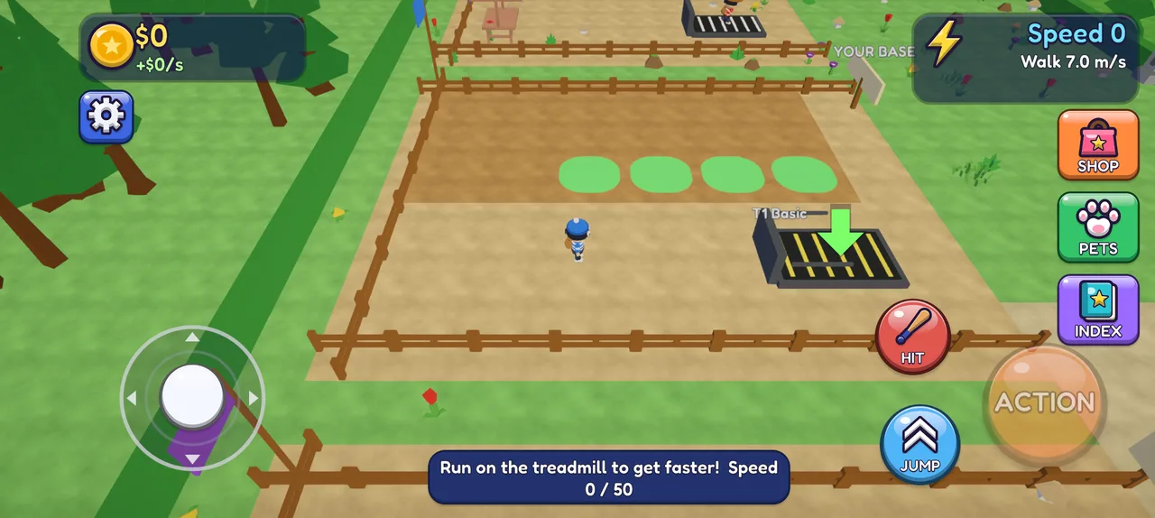 Your base with the treadmill and an empty pen